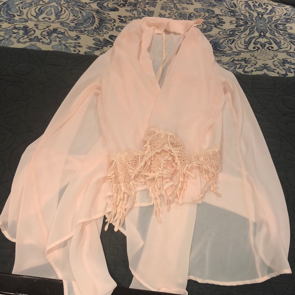 NWOT sheer pink cardigan